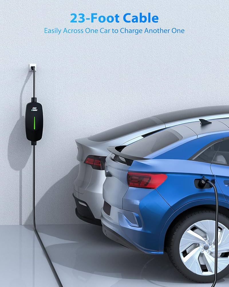 電気自動車用ポータブル充電器 Amazon | EVDANCE レベル1&2 EV充電器、25フィートケーブル付き